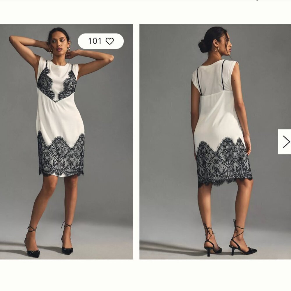 Anthropologie by Maeve Lace T-Shirt Slip Dress